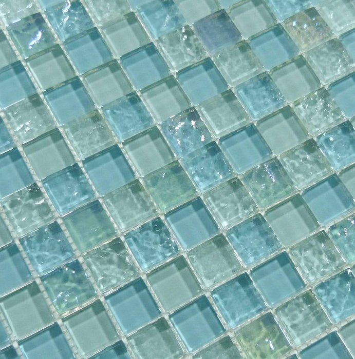 Bahama Inagua Turquoise 1" x 1" Glossy and Iridescent Glass Pool Tile Universal Glass Designs