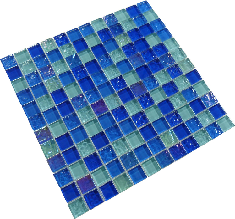 Bahama Nassau Blue 1" x 1" Glossy and Iridescent Glass Pool Tile Universal Glass Designs