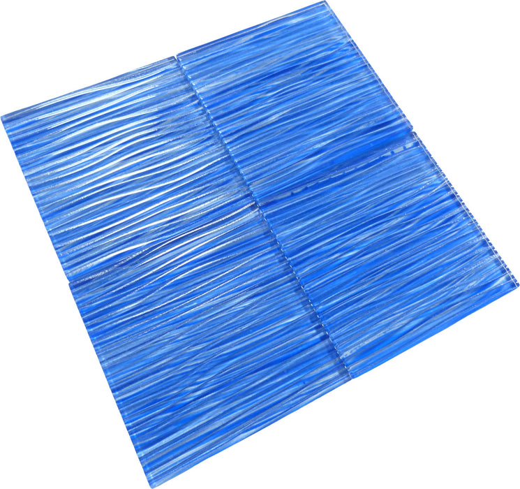 Barbados Electric Blue Wave 6x6 Glossy Glass Pool Tile Universal Glass Designs