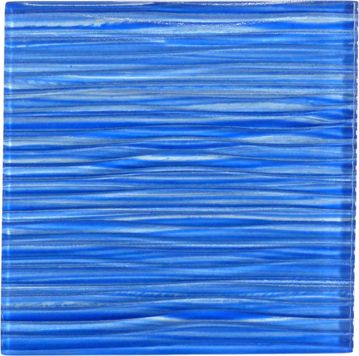 Barbados Electric Blue Wave 6x6 Glossy Glass Pool Tile Universal Glass Designs