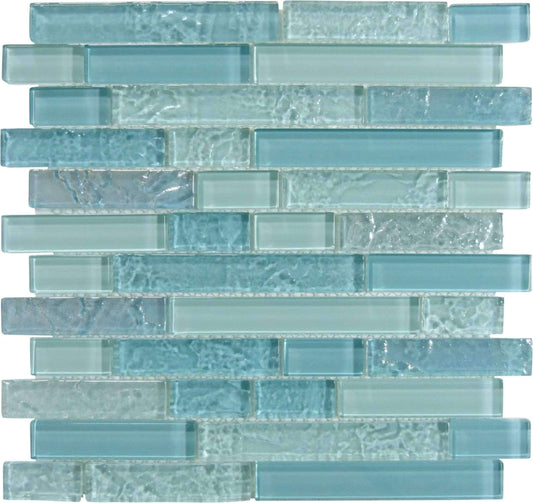 Inagua Random Brick Glossy and Iridescent Glass Pool Tile Universal Glass Designs