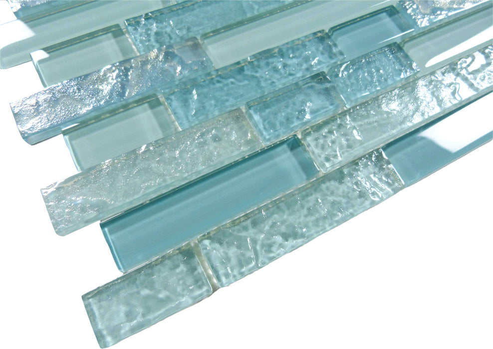 Inagua Random Brick Glossy and Iridescent Glass Pool Tile Universal Glass Designs