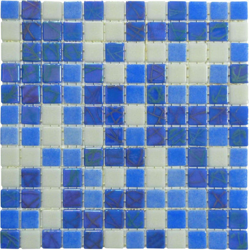 Costa Calida Blue 1" x 1" Glossy and Iridescent Glass Pool Tile Universal Glass Designs