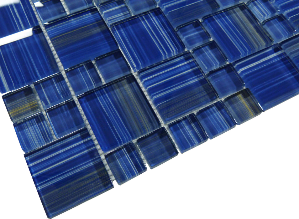 Hawai Blue Mix Glossy Glass Pool Tile Universal Glass Designs