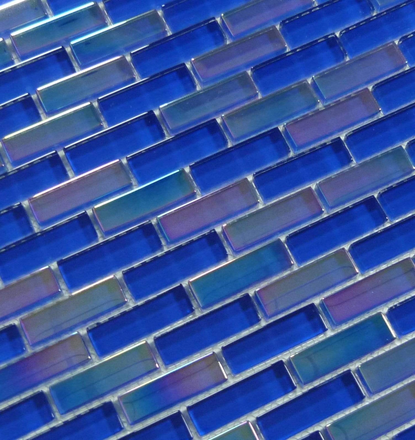 Sea Dark Blue Uniform Brick Glossy & Iridescent Glass Pool Tile Universal Glass Designs