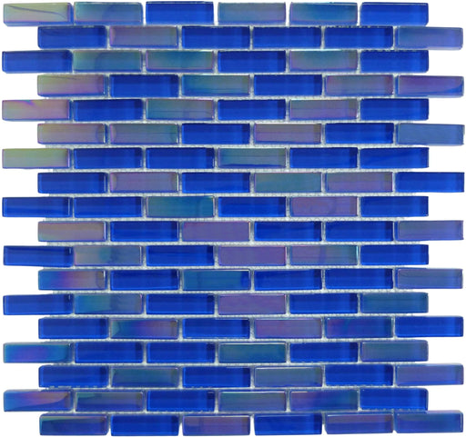Sea Dark Blue Uniform Brick Glossy & Iridescent Glass Pool Tile Universal Glass Designs