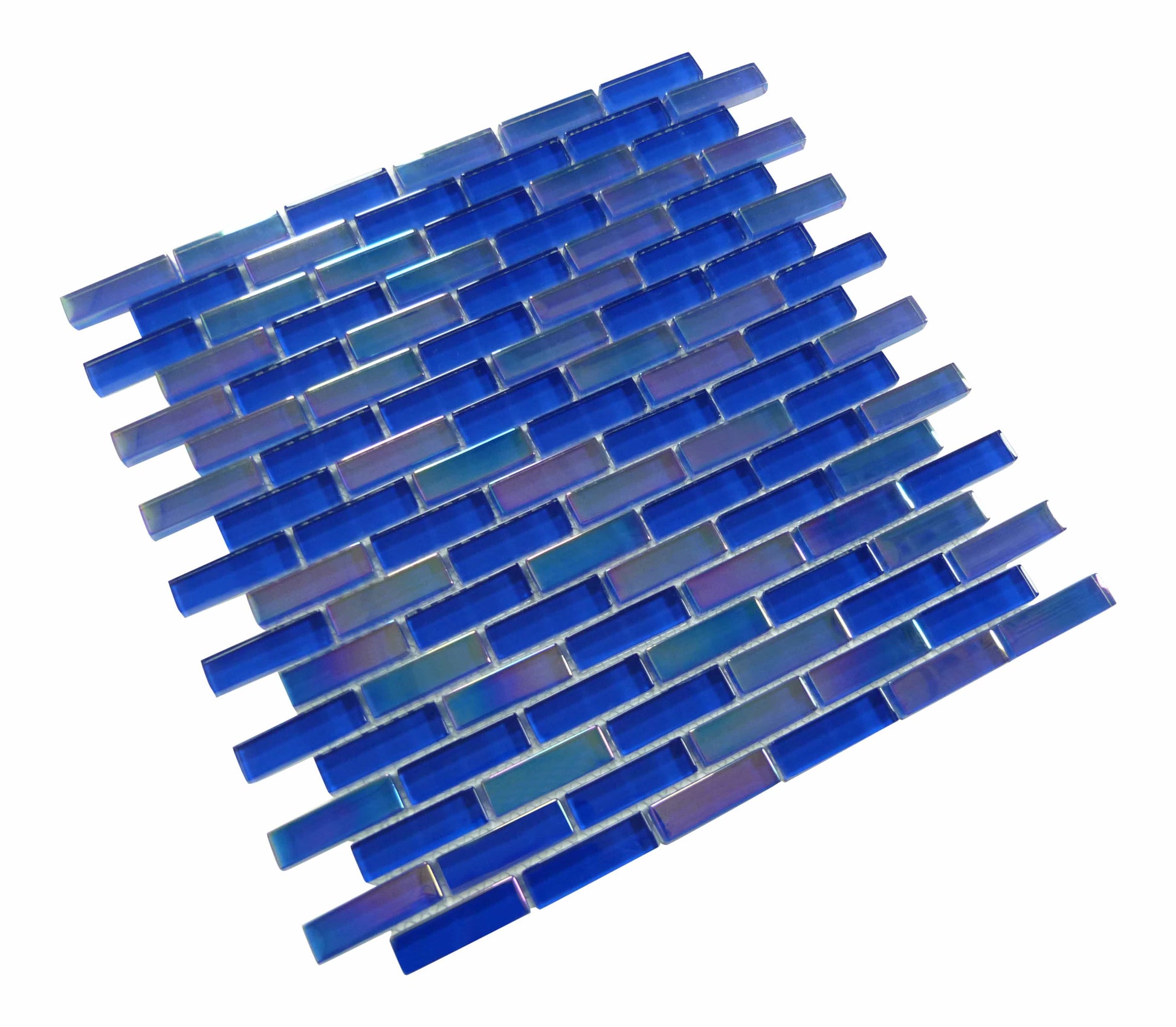 Sea Dark Blue Uniform Brick Glossy & Iridescent Glass Pool Tile Universal Glass Designs